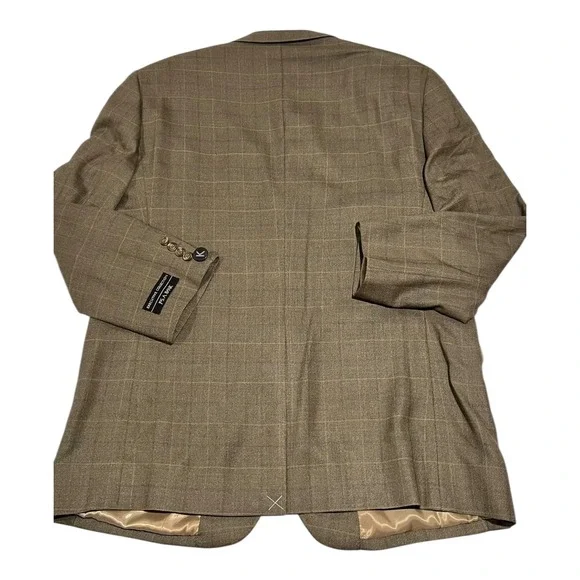 NWT Jos. A. Bank‎ Men's 46R Brown Silk Wool Plaid 2-Button Executive Jacket